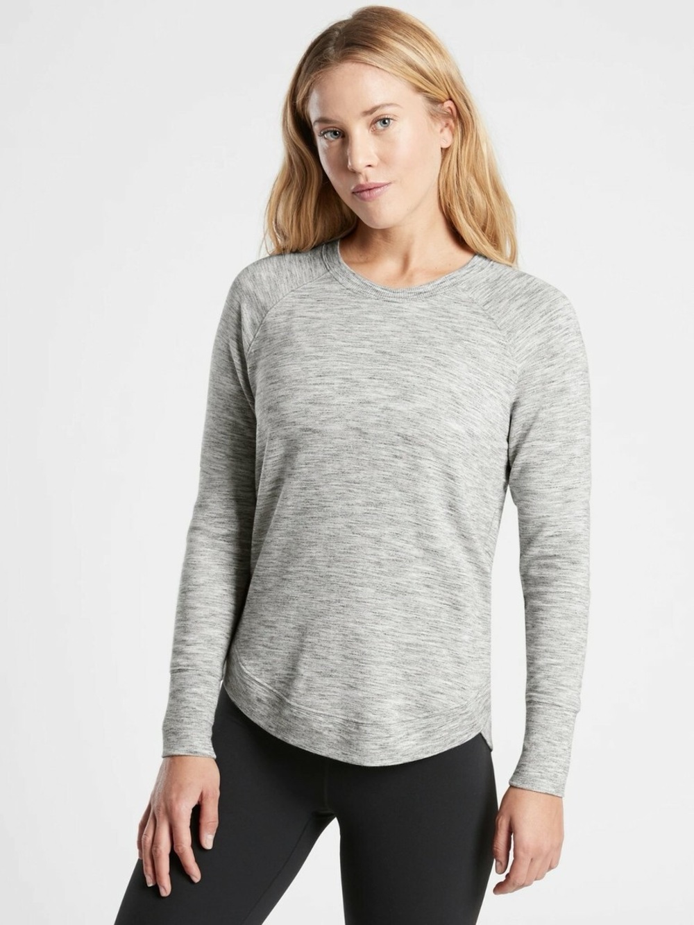 NWT Athleta Mindset Crew Neck Sweatshirt S Heathered Gray Active Athletic Yoga